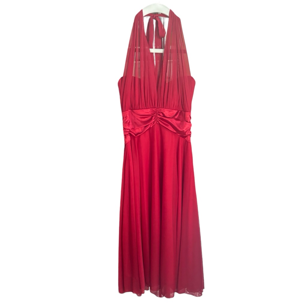 Db Studio Red Women's Small Halter Back Zippered Chiffon Dress